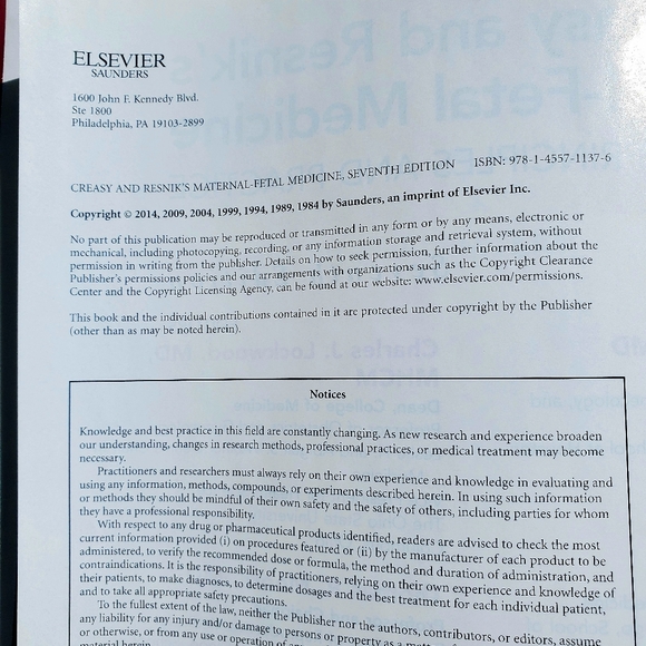 Creasy and Resnik's Maternal-Fetal Medicine: Principles and Practice 7th Edition - Picture 5 of 9